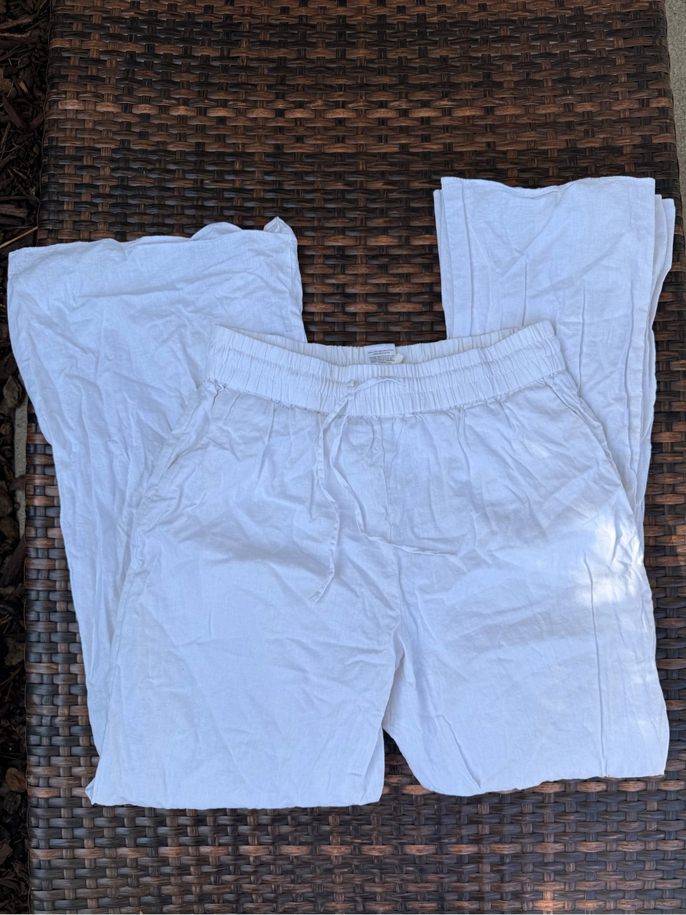 Express Women’s White Elastic-Waist Casual linen pants